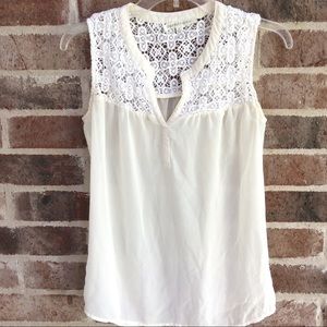 Daniel Rainn Sleeveless Crochet Lace Sheer Top